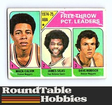 1975-76 Topps Basketball ABA Free Throw Pct. Leaders (Calvin,Silas,Robisch) #224
