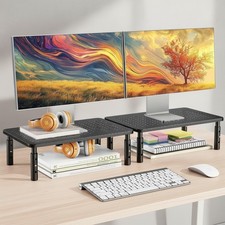 Stylish 2-Pack Monitor Riser: Ergonomic Height Adjustable Desk Stand for Comfort