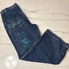 JNCO Artistical Uprising Wide-Leg Jeans Distressed 34x32