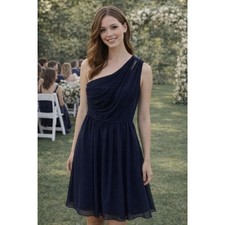 Alfred Angelo Blue Dress 8 Bridesmaid Wedding Guest Formal Empire Waist Knee New