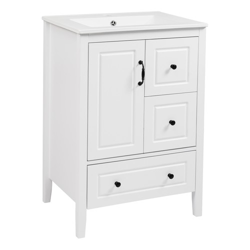 Bathroom Vanity w/Ceramic Sink Freestanding Storage Cabinet w/Soft-closing Door - Picture 42 of 48