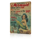 Funny Wall Decor Mermaid Vintage Metal Signs Tin Sign for Home Indoor Outdoor...