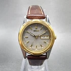 Seiko Watch Women 24mm Gray Dial Two Tone Daydate 7N83-0169 New Battery