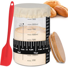 Pro Sourdough Starter Jar Kit- 35 Oz Large Sourdough Starter Glass Jar with Date