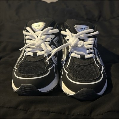Dior B30 Black White Colorblock Low Top Mesh Synthetic Lace Up Sneakers