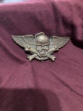 Skull And Crossbones Belt Buckle, Solid Brass, Vintage 1979. Baron Buckles.