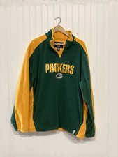 Green Bay Packers NFL Football Fleece 1/4 Zip Pullover Green Yellow Sz XL Pics 