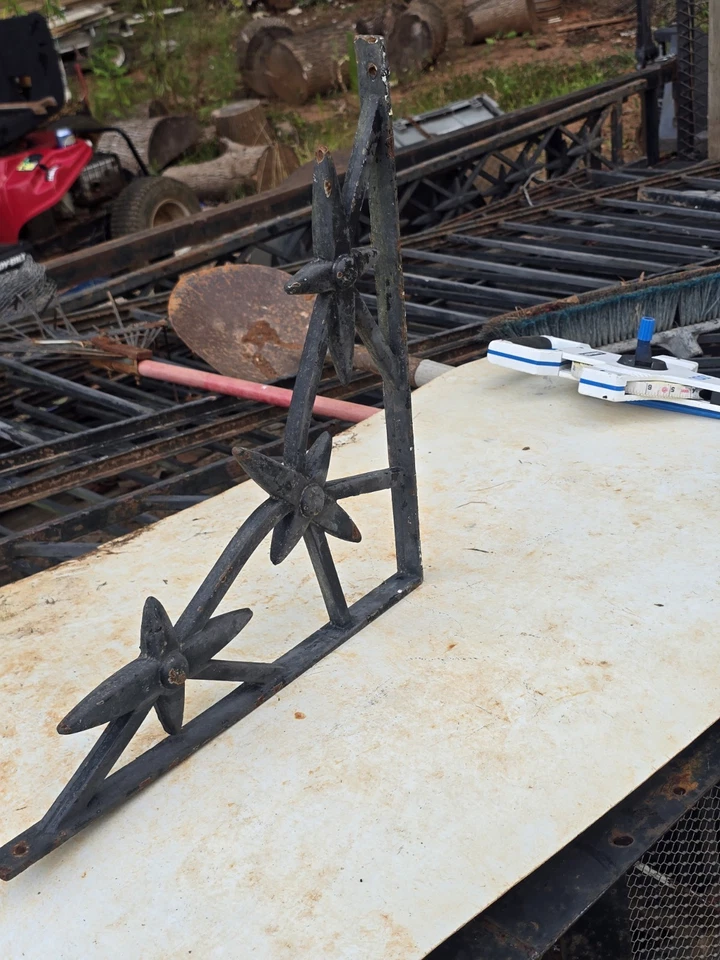 LARGE pair antique cast iron architectural salvage wall corbels bracket sconce - Image 3 of 4