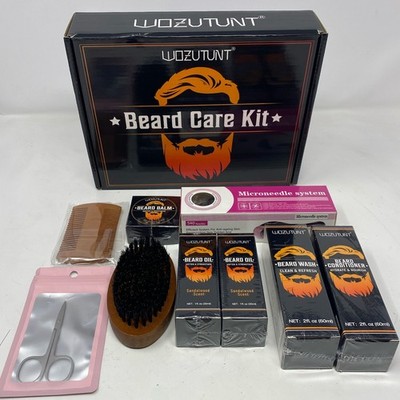 Wozutunt Beard Care Kit 9pc Black/Orange Box w/ Oils, Wash & Balm