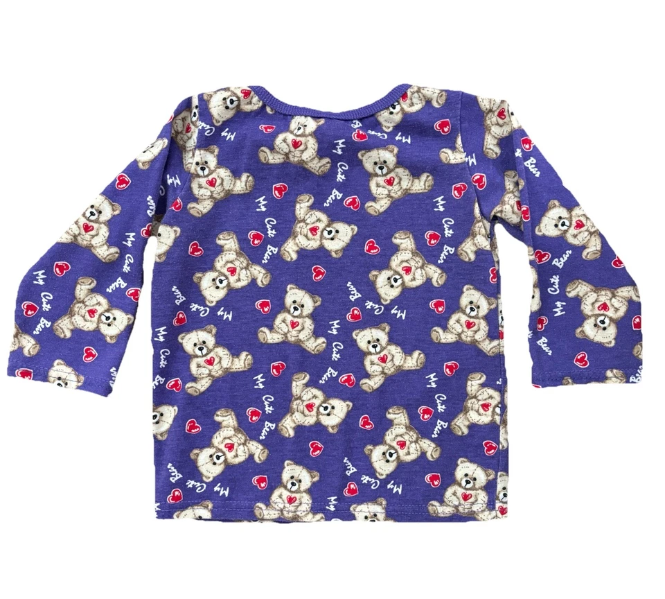 Vintage Garanimals My Cute Bear Purple Teddy Bear Girls Long Sleeve T-Shirt 2T - Image 4 of 4
