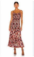 Hemand & Nandita Crimson Sleeveless  Shirred Dress- Sz S~BEAUTIFUL