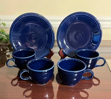 6 Pc. Set of Cobalt Blue Fiesta Fiestaware Cups and Plates