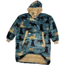 Lazy One Lab Puppy Dog Hooded Wearable Blanket Oversized Hoodie OneSize Blue