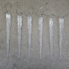 Christmas Tree Clear Teardrop Icicle Ornaments 6 Decoration Xmas Home Decor 7"