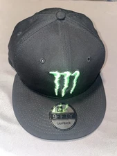 Monster Energy New Era 9Fifty Athlete Adjustable Black Snapback Hat NWOT Racing