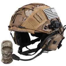 Tactical Helmet with Headset,Adjustable Helmet with Helmet Cover and Fcae Mas...