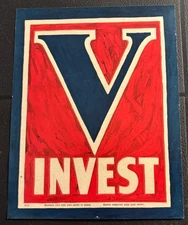 Large WWII Window Sticker INVEST IN VICTORY Unused Excellent HOME FRONT