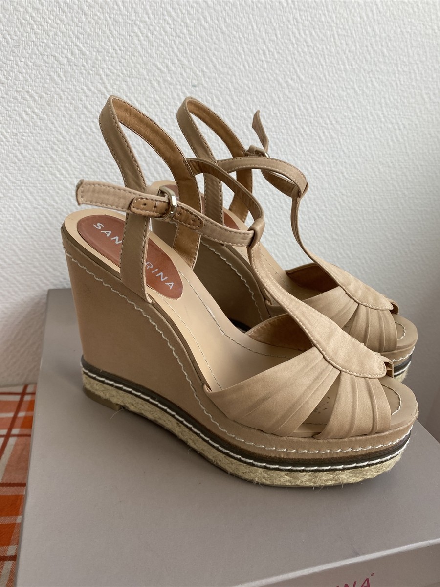 Sandales Compensées San Marina Beige - Taille 37, Cuir, Style Marin, Occasion