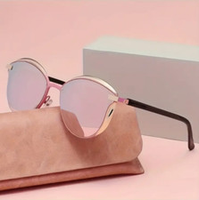 Pink and gold mirrored Shades - Sunglasses Summer baby pink with case