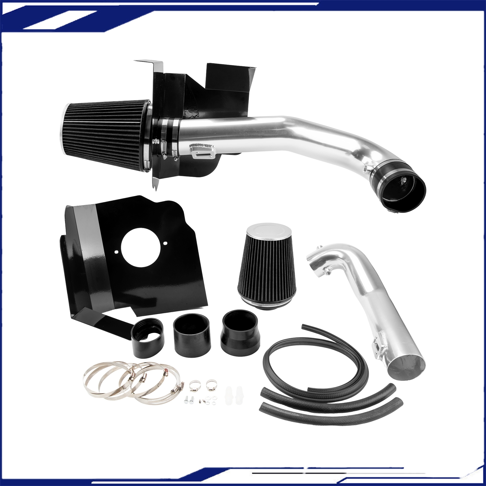 Cold Air Intake System Kit +Heat Shield For Chevy Silverado 1500 2014-18 Black