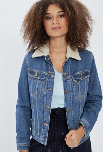 Ladies Lee Sherpa Rider Denim Jacket 'Blue' FACTORY SECONDS L219 | eBay