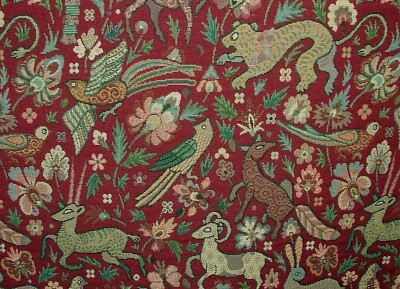 Tapestry Curtain Upholstery Fabric Tudor Forest Bordeaux Cushions Table Runner