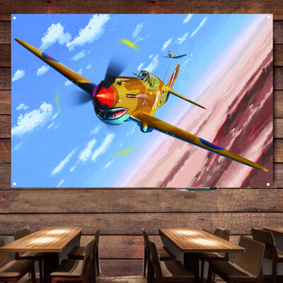 P-40C Tomahawk Fighter Banner Flag Canvas Painting Tapestry For Wall Decor 