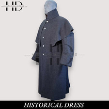 New Single-Layer Grey Wool British Military Greatcoat Cape  Handmade Victorian