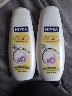 2 Nivea Touch Of Sparkle Diamond Powder & White Calla Blossom Body Wash 16.9 oz