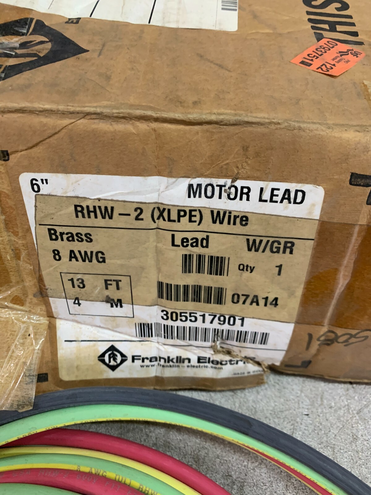 NEW IN BOX FRANKLIN ELECTRIC MOTOR LEAD RHW2 (XLPE) WIRE 305517901 eBay