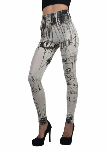 WIDOW Moral Decay Steampunk Vintage Spandex Occult Goth Witch Cult Leggings - Picture 2 of 8
