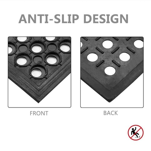 59" x 35" Heavy Duty Floor Mat Anti Fatigue Kitchen Bar Rubber Drainage Black - Imagen 5 de 10