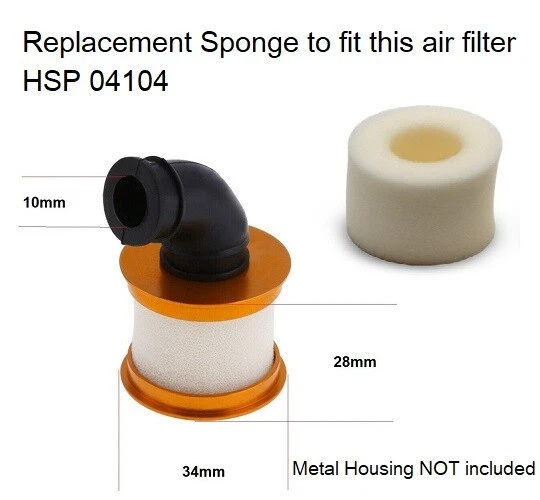 2X Ersatz Luftfilter Schwamm HSP 04104 Nitro Motor 1/10 RC Auto Buggy UK - Bild 2 von 2