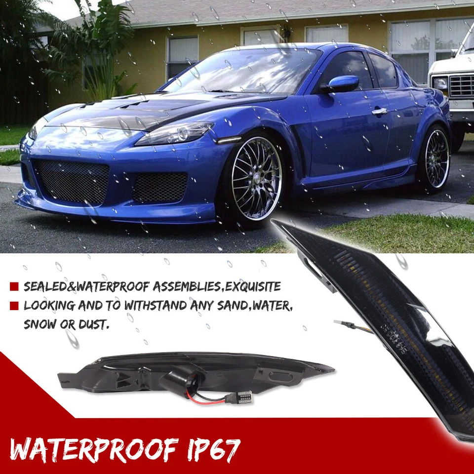 Luces de señalización delanteras LED JDM blancas ahumadas para Mazda RX-8 RX8 2004-2008 2 piezas Foto 4 de 4