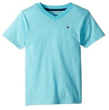 Tommy Hilfiger Boys Short Sleeve Striped V-Neck Bermuda Blue Sz. 5 NEW