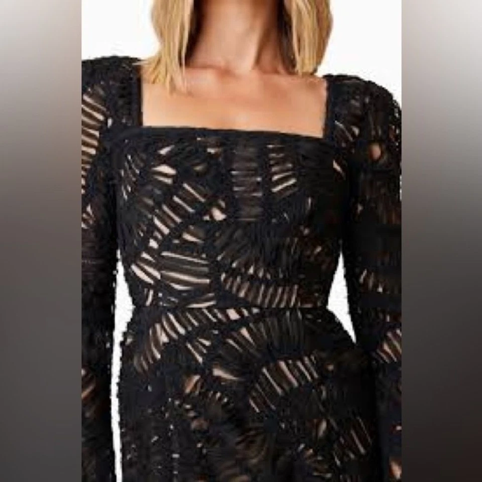 Vestido midi de encaje negro Elliatt Addison nuevo con etiquetas para mujer talla pequeña Foto 2 de 4