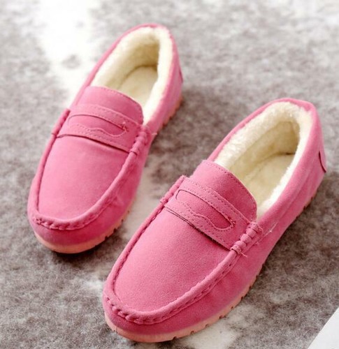 Womens Ladies Fleece Lined Warm Loafers 