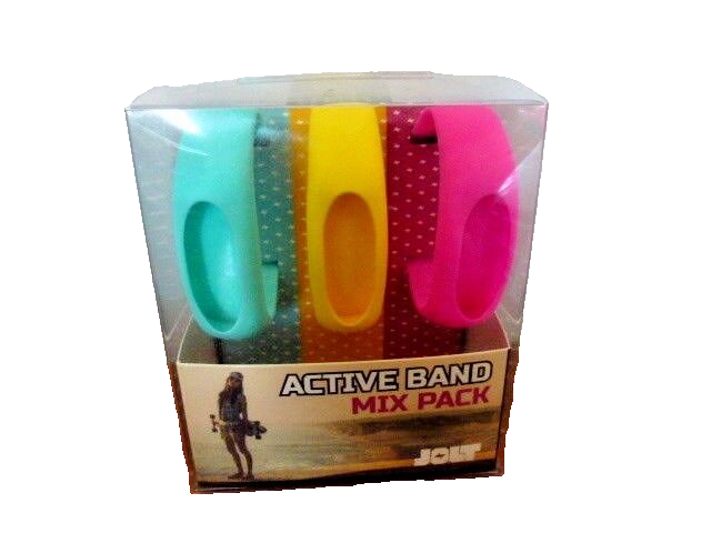 Jolt Fitness Tracker Bands Blue Pink Yellow Pack Australia