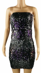 Jump Apparel Dress Sequin Strapless Mini Cocktail Purple Silver Size 7 8 Zip New Ebay