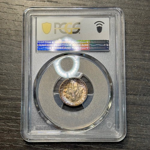 MS66 1958 10C Roosevelt Silver Dime, PCGS Trueview- Deep Blue Mint Set Toned - 第 3/7 張圖片