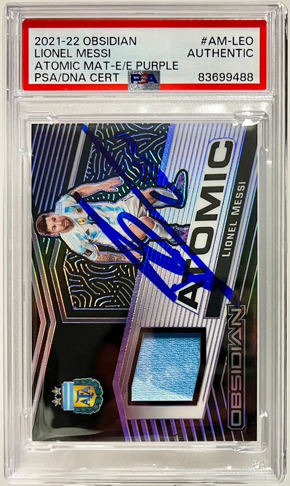 2022-23 Obsidian Atomic FIFA Patch Auto Lionel Messi /75 #AM-LEO PSA Authentic