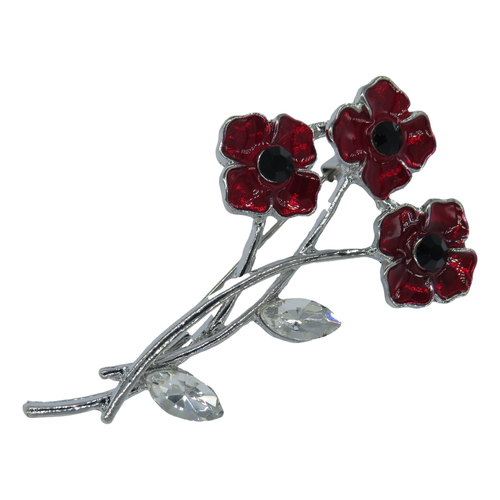 Broche Forma Flor con Flores Rojas Mujer Bisutería Bisutería Colores Plata - Imagen 3 de 4