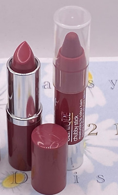 Clinique 07 Super Strawberry Chubby Stick Lip Balm and # 14 Plum Pop Lot of 2