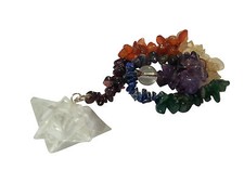 Bergkristall Merkaba Pendel mit 7 Chakra Chips Kette pendule pendolo