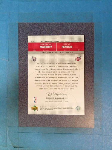 JY15) 2001 Upper Deck STEPHON MARBURY STEVE FRANCIS #C3 Authentic Floor - Picture 2 of 2