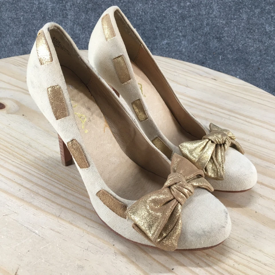 Zapatos Mia para mujer 6,5 M Mia Pump Beige Tela Informales Punta Redonda Tacones de aguja Foto 3 de 4
