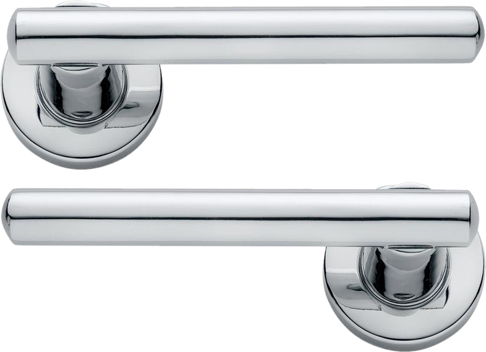 Howdens Bertelli Riva Door Lever Handles Round Rose Polished Chrome
