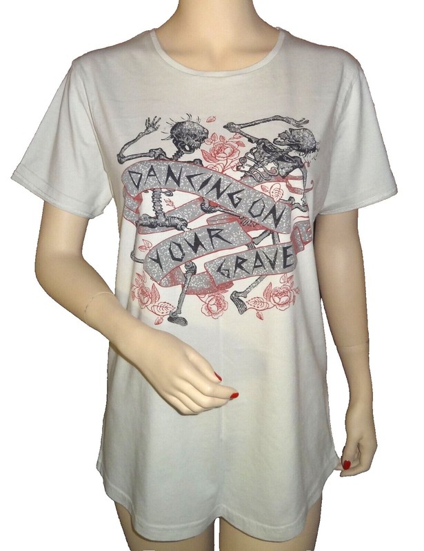 SINNERS SAINTS & MORTALS SKELETONS *DANCING ON YOUR GRAVE* TEE T-SHIRT TOP L NEW
