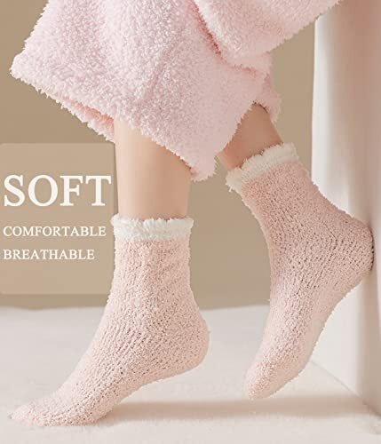 Ginmewrae Mujer Calcetines Difusos Acogedores Suaves Suaves Ponteosos Lindos Animales Pantuflas Calcetines - Imagen 5 de 7