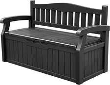 80 Gallon Storage Bench Deck Box Lockable for Patio Furniture, Garden Decor and